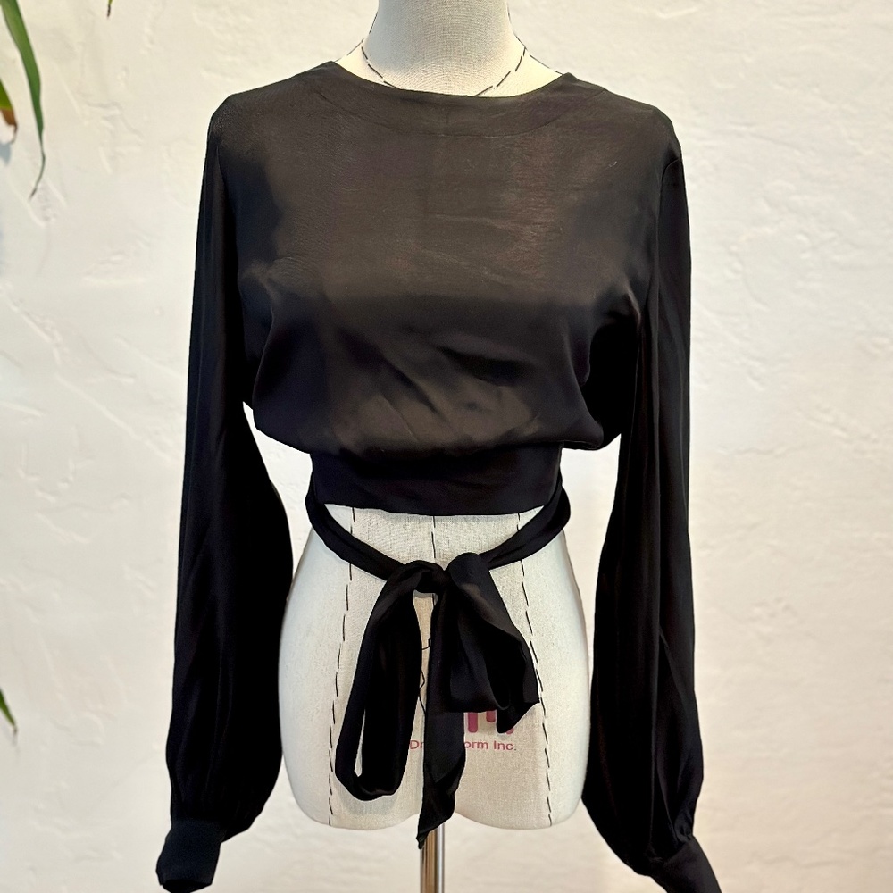 Boden Long Sleeve Tie Crop Top